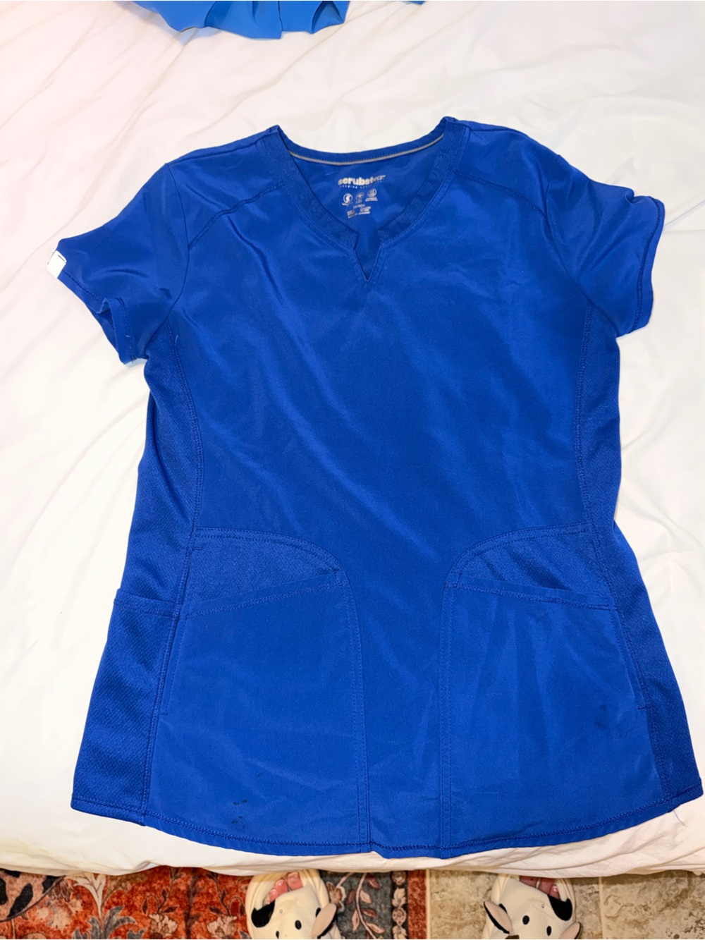 Royal Blue Scrub Top Multi Pocket Slim Dri Fit